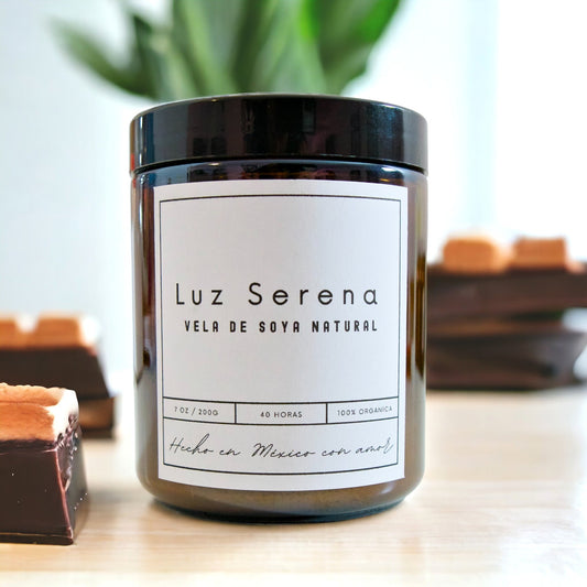 Vela de Soya Aromática de Chocolate y Caramelo - Luz Serena